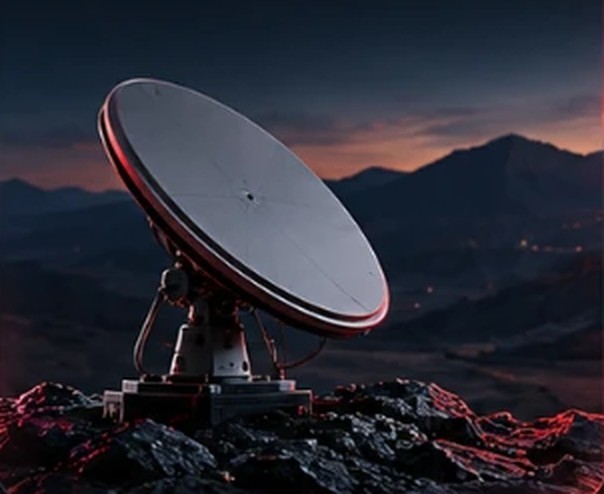 Antena satelital al atardecer